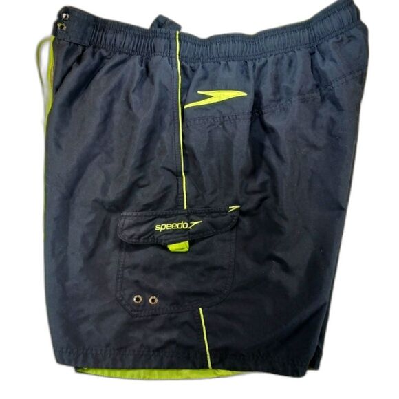 Speedo Swim Trunk/Board Short Men's XXL Black/Neon Green. Lined. Hip Pocket..... - Picture 1 of 12